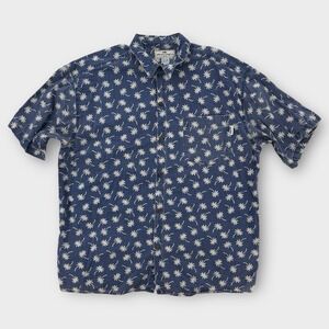 Honolua Surf‎ Co Hawaiian Shirt Mens Large Palm Tree Button Down Blue USA Made